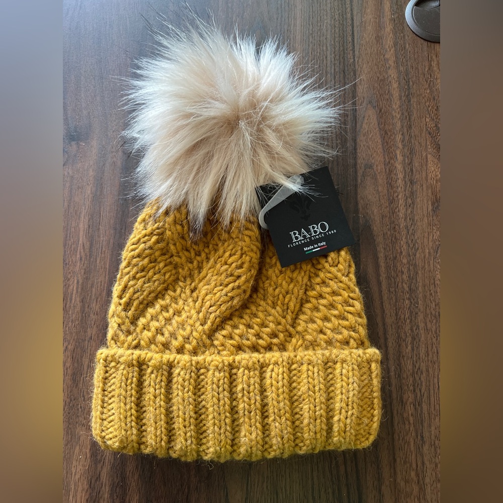 Ba-boTan Knit Beanie with Faux Fur Pom